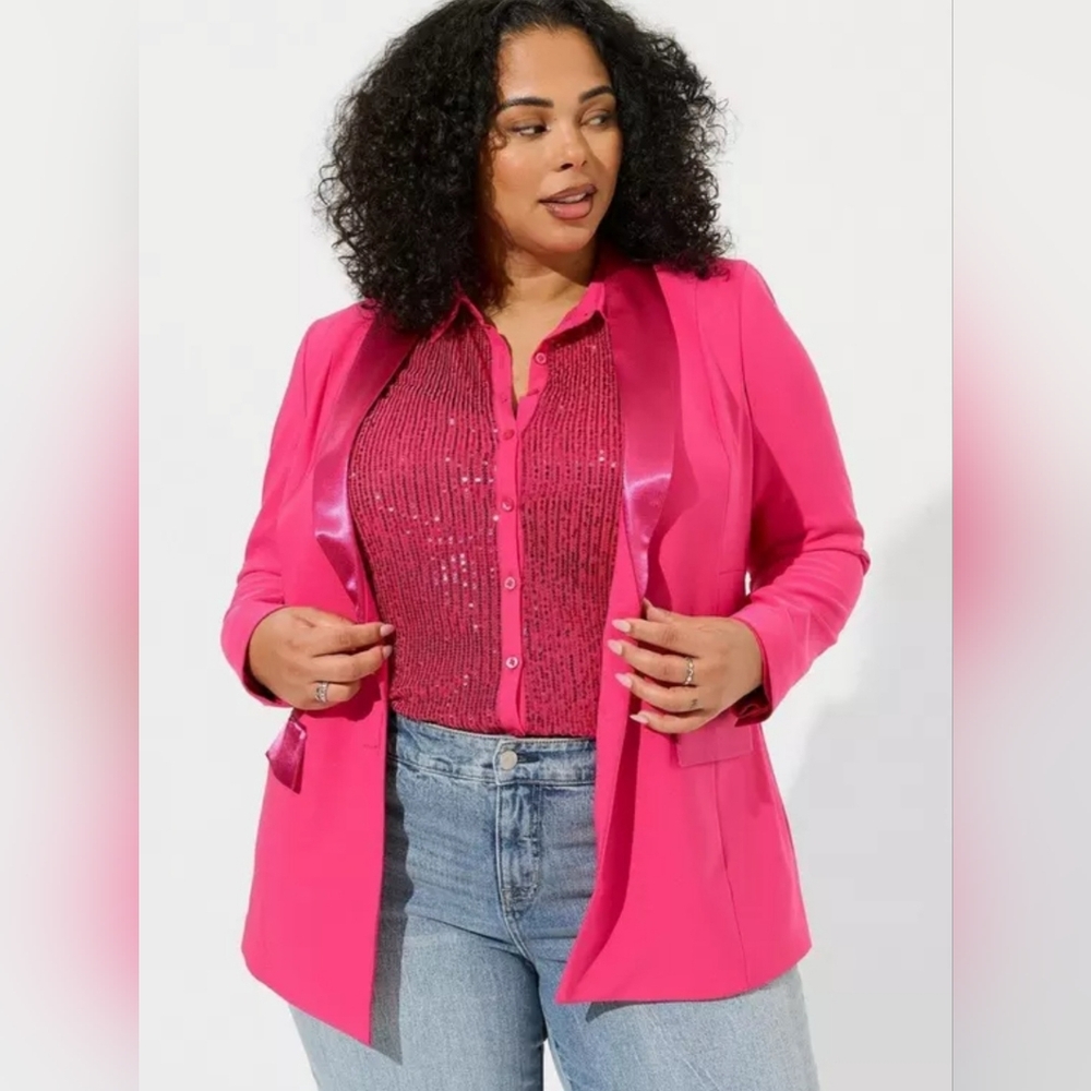 Torrid Studio Crepe Satin Lapel Blazer